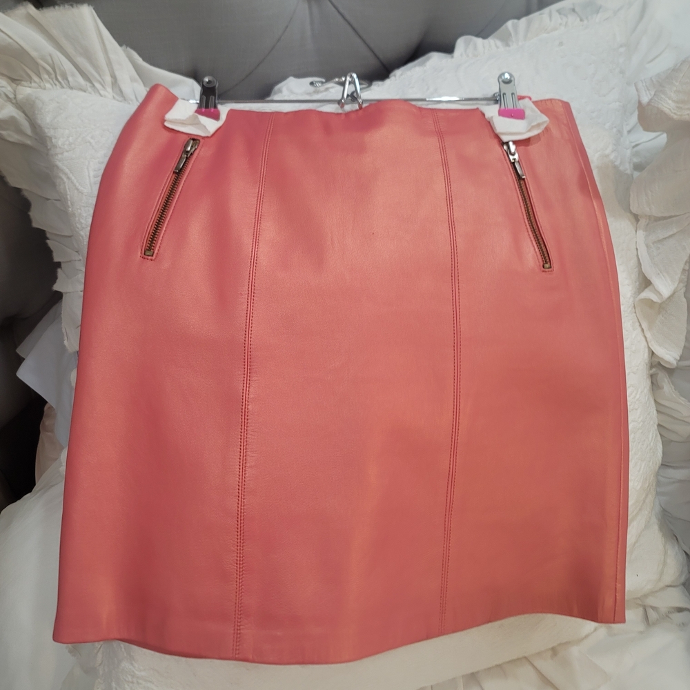 Cache Pink Pencil Skirt with Zipper Accents
